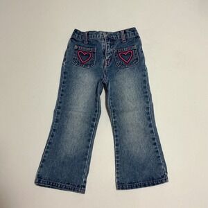 Vintage Y2K Zana Di Toddler Jeans 3T Blue Denim Pink Heart Pocket Stitching